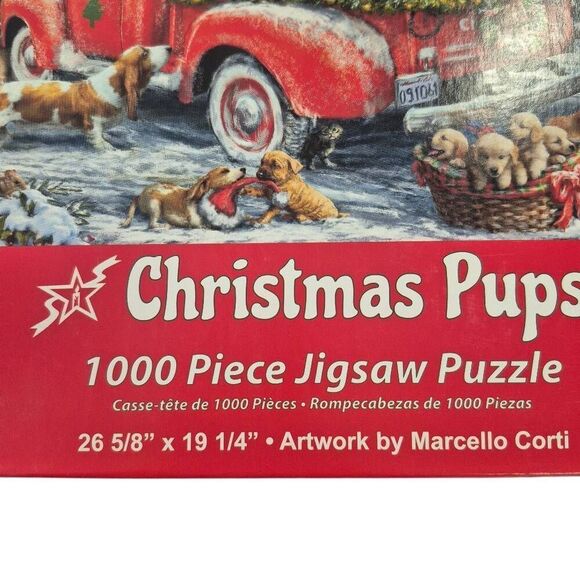 Vermont Christmas Co Christmas Pups by Marcello Corti 1000 pc Jigsaw Puzzle - Picture 4 of 8